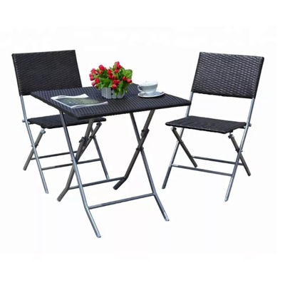 Conjunto de móveis de pátio externo com mesa e cadeira de refeição de vime de ratão PE dobrável