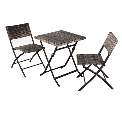 Conjunto de móveis de pátio externo com mesa e cadeira de refeição de vime de ratão PE dobrável