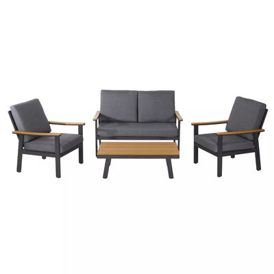 Sofá de jardim específico AJUNION 4 peças mobiliário de alumínio para o exterior com mesa de café