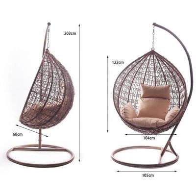 Balcão ao ar livre Jardim Sala de estar pendurado Swing Egg Chair com PE Wicker Rattan Design