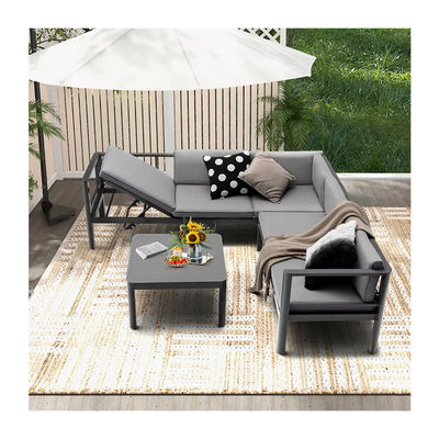 Modern Design Garden Sofa Set AJUNION Mobiliário de pátio de alumínio com parte traseira ajustável