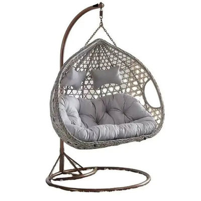 Balcão ao ar livre pátio jardim pátio Pe Rattan Wicker Egg Swing Chair com suporte