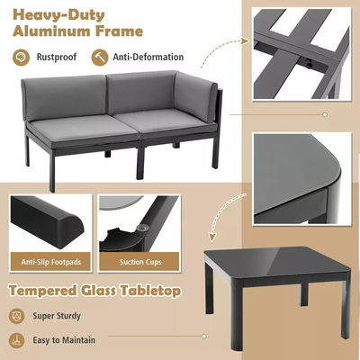 Modern Design Garden Sofa Set AJUNION Mobiliário de pátio de alumínio com parte traseira ajustável