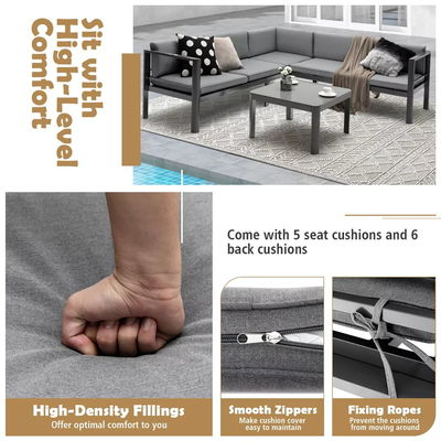 Modern Design Garden Sofa Set AJUNION Mobiliário de pátio de alumínio com parte traseira ajustável