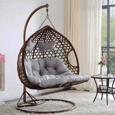 Balcão ao ar livre pátio jardim pátio Pe Rattan Wicker Egg Swing Chair com suporte