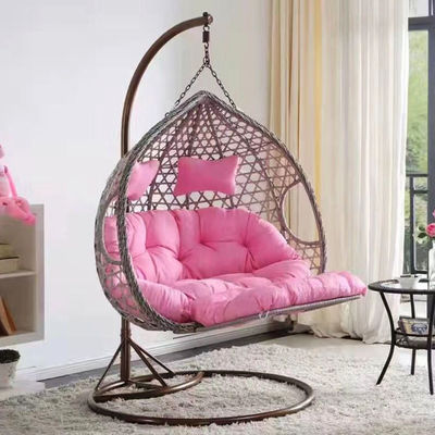 Balcão ao ar livre pátio jardim pátio Pe Rattan Wicker Egg Swing Chair com suporte