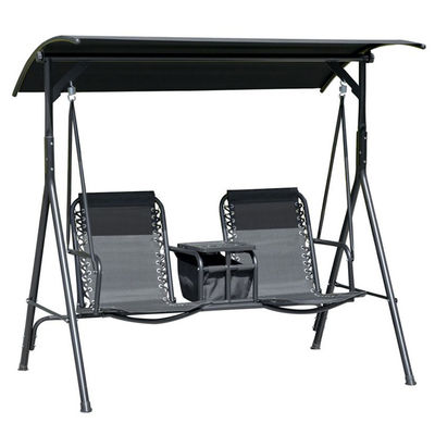 Cadeira de balanço moderna para o exterior 67,7"D x 44,1"W x 65"H com suporte de copo e sombra ajustável