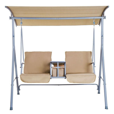 Cadeira de balanço moderna para o exterior 67,7"D x 44,1"W x 65"H com suporte de copo e sombra ajustável
