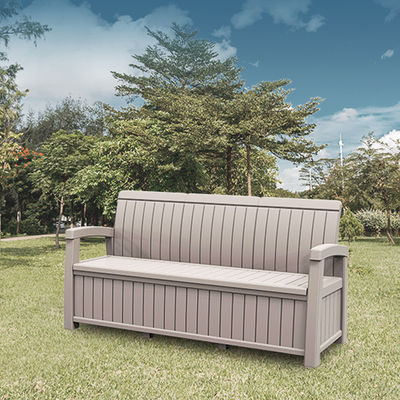 Hotel Outdoor Home Poltrona à prova de intempéries Sofá de plástico de 3 lugares Banco com caixa de armazenamento
