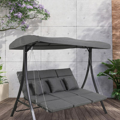 Patio externo jardim de 3 lugares pendurado reclinável espreguiçadeira banco balanço cadeira com dossel