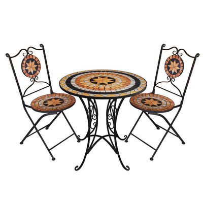 Patio exterior Jardim Bistro Quadro de ferro Antigo nórdico 2 lugares Mesa de jantar e cadeira