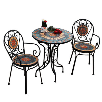Patio exterior Jardim Bistro Quadro de ferro Antigo nórdico 2 lugares Mesa de jantar e cadeira
