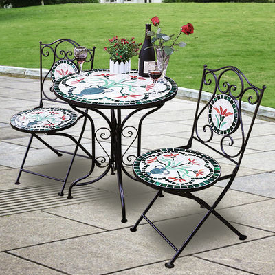 Patio exterior Jardim Bistro Quadro de ferro Antigo nórdico 2 lugares Mesa de jantar e cadeira