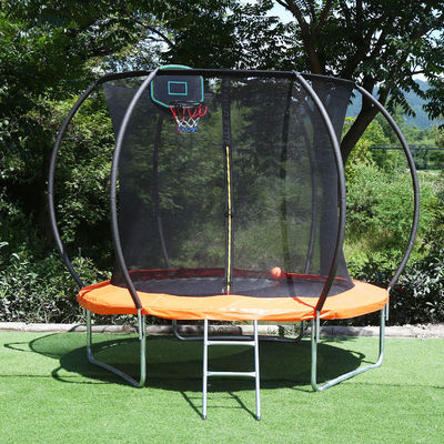 Jardim ao ar livre Crianças Crianças Fitness Salto de cama Trampolim com rede de segurança de gol de basquete