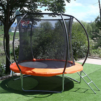 Jardim ao ar livre Crianças Crianças Fitness Salto de cama Trampolim com rede de segurança de gol de basquete