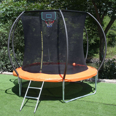 Jardim ao ar livre Crianças Crianças Fitness Salto de cama Trampolim com rede de segurança de gol de basquete