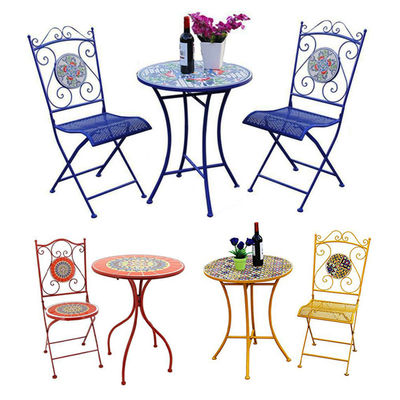 Conjunto de Bistro ao ar livre europeu para varanda pequena mesa e cadeira de três peças jardim