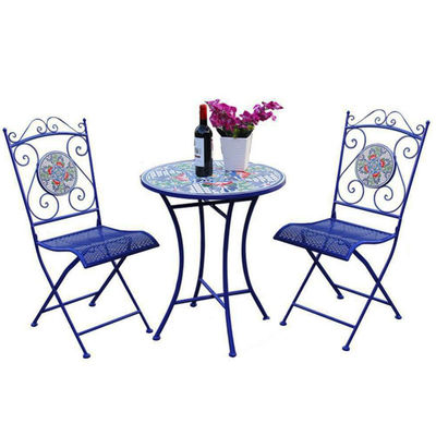 Conjunto de Bistro ao ar livre europeu para varanda pequena mesa e cadeira de três peças jardim