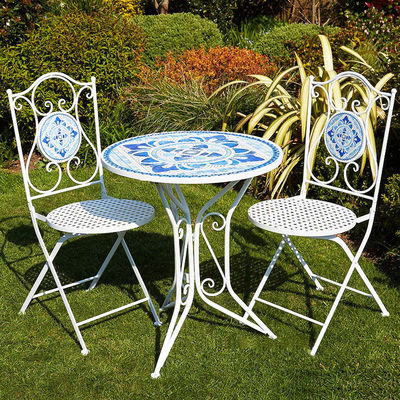 Conjunto de Bistro ao ar livre europeu para varanda pequena mesa e cadeira de três peças jardim