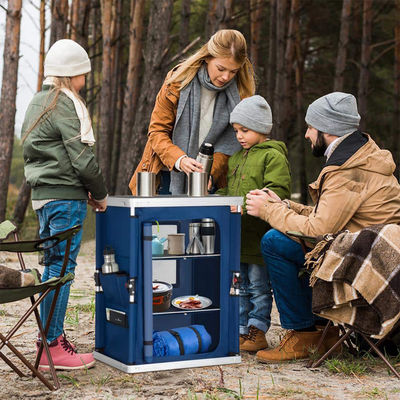 Mobiliário de exterior para acampamento mesa de cozinha dobrável com armário organizador de armazenamento