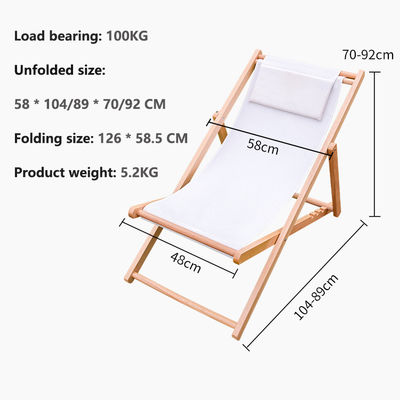 Chaise de lounge dobrável de madeira maciça para jardim ao ar livre