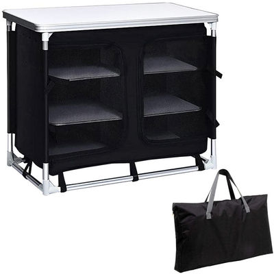 Jardim ao ar livre Patio Metal Picnic Armazenamento Organizador Gabinete Cozinha Acampamento Mesa de cozinha