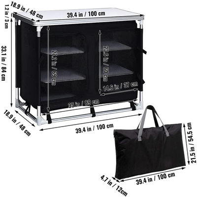 Jardim ao ar livre Patio Metal Picnic Armazenamento Organizador Gabinete Cozinha Acampamento Mesa de cozinha
