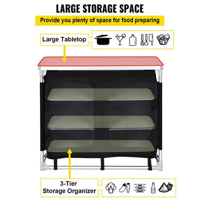 Jardim ao ar livre Patio Metal Picnic Armazenamento Organizador Gabinete Cozinha Acampamento Mesa de cozinha