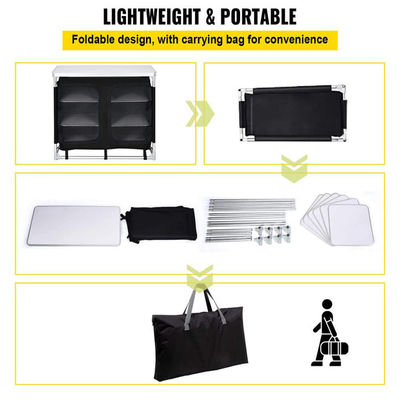 Jardim ao ar livre Patio Metal Picnic Armazenamento Organizador Gabinete Cozinha Acampamento Mesa de cozinha