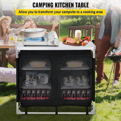 Jardim ao ar livre Patio Metal Picnic Armazenamento Organizador Gabinete Cozinha Acampamento Mesa de cozinha