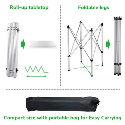 Bordado ou Impressão de Logotipo Ligeiro Alumínio Roll Up Table para Beach Picnic Camping