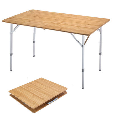 120*70cm Mesa de Patio Jardim de Alumínio de Bambú de mesa dobrável para piquenique Camping Jantar