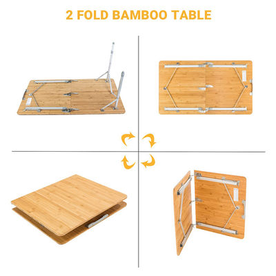 120*70cm Mesa de Patio Jardim de Alumínio de Bambú de mesa dobrável para piquenique Camping Jantar