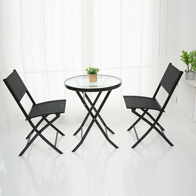 Embroidery ou Impressão Metal Glass Patio Set de Jantar para Bistro ao Ar Livre Balcão Café
