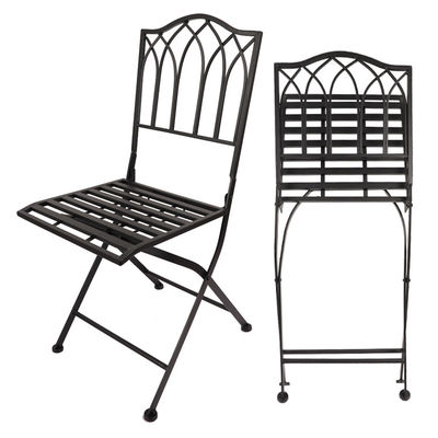 Outdoor Bistro Garden Cafe High Back White Forjado Ferro Metal cadeira dobrável para evento de casamento