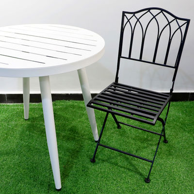Outdoor Bistro Garden Cafe High Back White Forjado Ferro Metal cadeira dobrável para evento de casamento