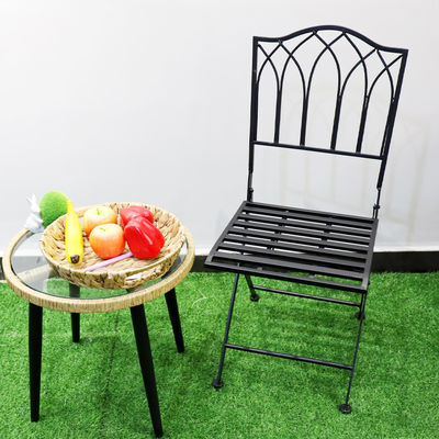 Outdoor Bistro Garden Cafe High Back White Forjado Ferro Metal cadeira dobrável para evento de casamento