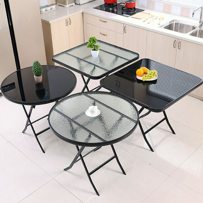 Vidro temperado metálico de mesa de jantar dobrável de café para acampamento ao ar livre Balcão jardim pátio