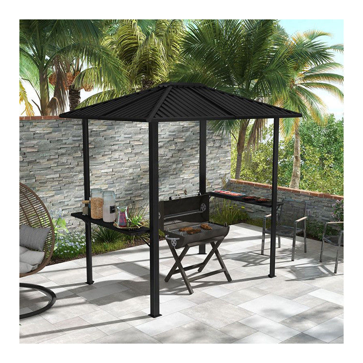 Grelhar ao ar livre 6x8 Hardtop BBQ Gazebo com 2 prateleiras laterais 102 lbs H92.5 x W96.5 x D70.9