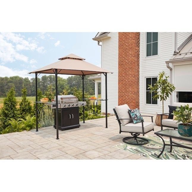 Patio Grill Outdoor Gazebo Tenda AJUNION 5x8 Double Tiered Grill Canopy com estrutura de aço