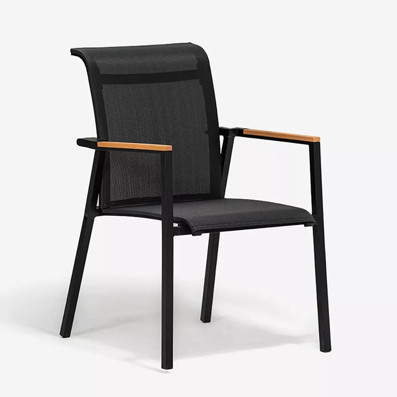 Cadeiras empilháveis e mesa estendível AJUNION Conjunto de jantar de alumínio para pátio ou jardim