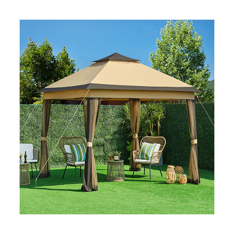 Tenda de gazebo exterior revestida em pó 3.3x3.3M Pop Up com 4 paredes laterais de malha impermeável