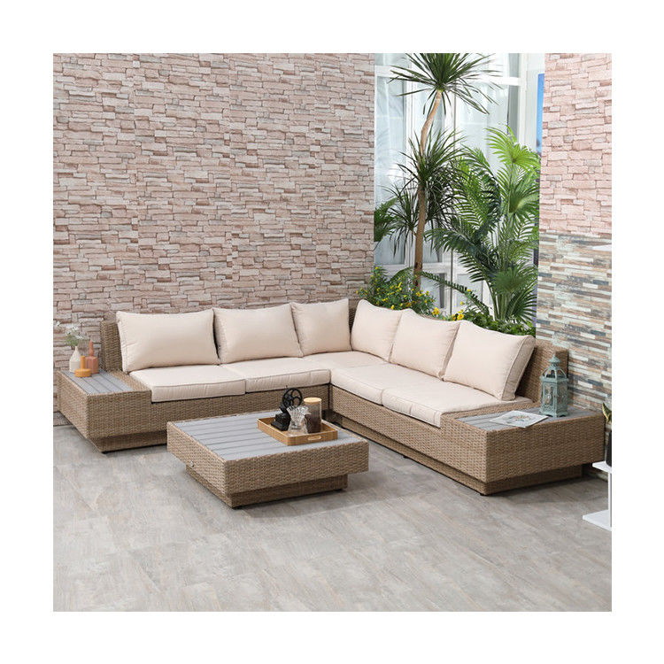 Mobiliário de pátio de lazer para o exterior Mobiliário de pátio de lazer de design moderno Sofá de esquina de rótano de vidro para jardim