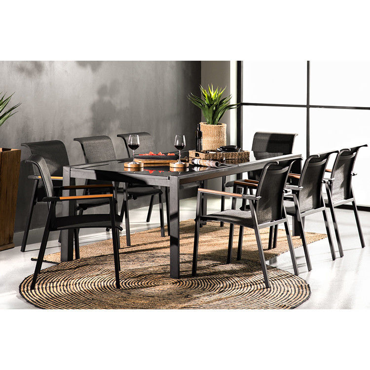 Mesa de jantar extensível de 8 lugares com poltrona em design de luxo moderno
