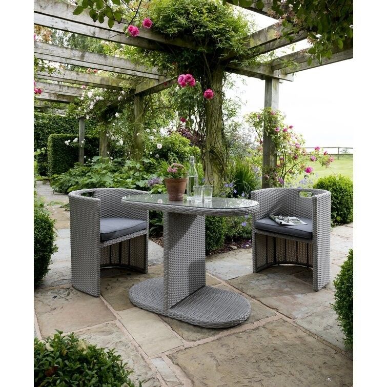 Small Space Solution Outdoor Bistro Set com cadeira W67 x D57 x H74cm Tamanho e embalagem de correio