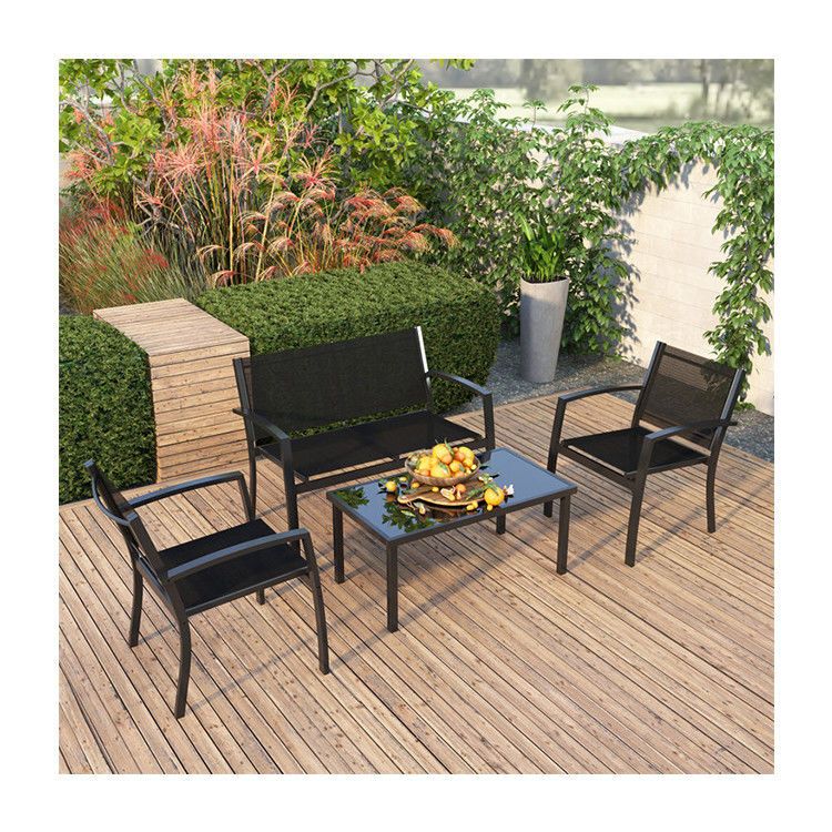Balcão ou Patio Lounge Set Metal Frame Garden Set para relaxar ao ar livre com 4 lugares