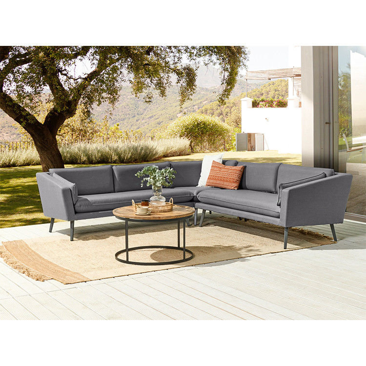 Estilo de Design Moderno Travesseiro cinzento de tecido para todas as condições climáticas Sofá Conjunto de móveis para jardim da villa