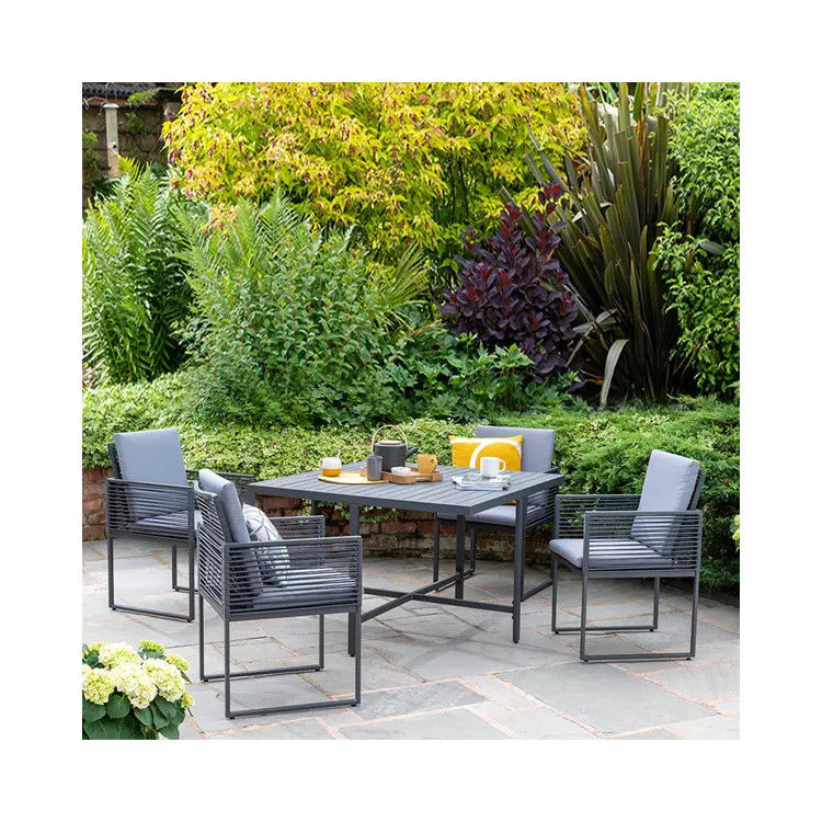 Conjunto de móveis de jardim artesanal de corda de alumínio para design de economia de espaço ao ar livre