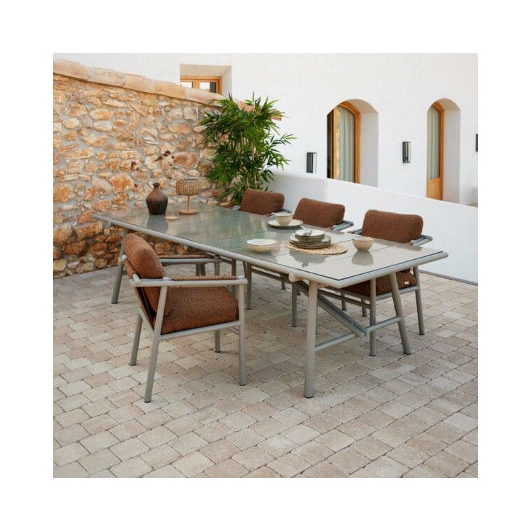 Conjunto minimalista de refeições ao ar livre AJUNION Mobiliário de alumínio de luxo para jardim ou casa