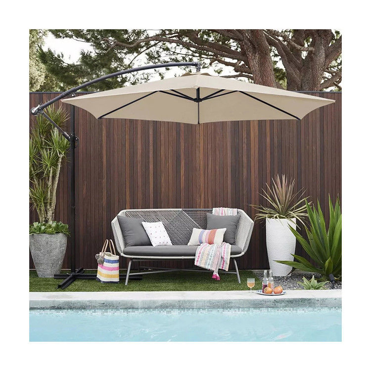 Patio Umbrel 10FT Frame de aço impermeável Sombra de sol Parasol para Offset de pendurar ao ar livre